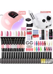 Manicure Kit For Nail Extensions Gel Nail Polish Kit Quick Build Polygels Set 120W/54W LED Nail Lamp Nail Tool Kit