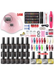 Nail Set With Nail Lamp Nail Dryer Manicure Drill Machine Manicure Set Kit Polygels Nail Gel Polish Set Soak Off Nail Art Tools Kits