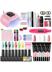 Nail Set With Nail Lamp Nail Dryer Manicure Drill Machine Manicure Set Kit Polygels Nail Gel Polish Set Soak Off Nail Art Tools Kits