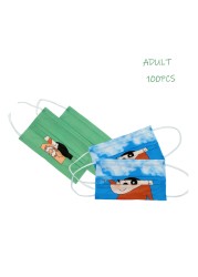 10-150pcs Adult/Children Disposable Masks Cartoon Character Coloring Shin Chan Protective 3 Layers Breathable Mask For Child Parents