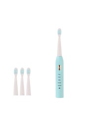 Modes Acoustic Vibration All-round Adult Timer Brush 5 Waterproof USB Charger Rechargeable Tooth Brushes Replacement Heads Set