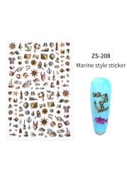 LEAMX Ocean Cute Glitter Laser Nail Art Marine Animal Shell Turtle Fish Starfish Nail Sticker Slider 9D Nail Sticker Decoration