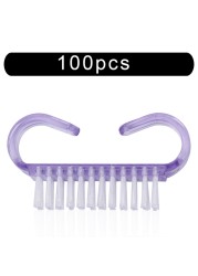 10/50/100pcs New Acrylic Nail Cleaning Brush Dust Removal Brush Nail Pedicure Plastic Gel Manicure Brushes Handle Scrubbing Tool