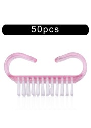 10/50/100pcs New Acrylic Nail Cleaning Brush Dust Removal Brush Nail Pedicure Plastic Gel Manicure Brushes Handle Scrubbing Tool