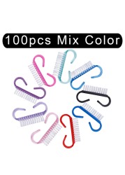 10/50/100pcs New Acrylic Nail Cleaning Brush Dust Removal Brush Nail Pedicure Plastic Gel Manicure Brushes Handle Scrubbing Tool