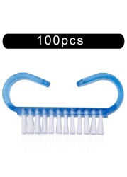 10/50/100pcs New Acrylic Nail Cleaning Brush Dust Removal Brush Nail Pedicure Plastic Gel Manicure Brushes Handle Scrubbing Tool