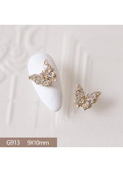 4pcs/lot Love Rose Butterfly Pendant 3D Alloy Nail Art Zircon Pearl Metal Manicure Nails Accessories DIY Nail Decorations Charms