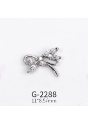 Nail Art Jewelry Net Red Nail Art Real Gold Zircon Bow Jewelry Micro-inlaid Nail Diamond Decoration G-2287 Nail Art Decorations