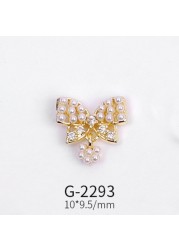 Nail Art Jewelry Net Red Nail Art Real Gold Zircon Bow Jewelry Micro-inlaid Nail Diamond Decoration G-2287 Nail Art Decorations