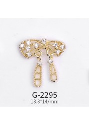 Nail Art Jewelry Net Red Nail Art Real Gold Zircon Bow Jewelry Micro-inlaid Nail Diamond Decoration G-2287 Nail Art Decorations