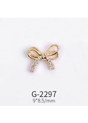 Nail Art Jewelry Net Red Nail Art Real Gold Zircon Bow Jewelry Micro-inlaid Nail Diamond Decoration G-2287 Nail Art Decorations