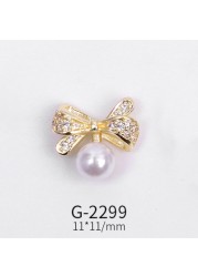 Nail Art Jewelry Net Red Nail Art Real Gold Zircon Bow Jewelry Micro-inlaid Nail Diamond Decoration G-2287 Nail Art Decorations