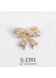 Nail Art Jewelry Net Red Nail Art Real Gold Zircon Bow Jewelry Micro-inlaid Nail Diamond Decoration G-2287 Nail Art Decorations