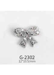 Nail Art Jewelry Net Red Nail Art Real Gold Zircon Bow Jewelry Micro-inlaid Nail Diamond Decoration G-2287 Nail Art Decorations