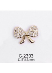 Nail Art Jewelry Net Red Nail Art Real Gold Zircon Bow Jewelry Micro-inlaid Nail Diamond Decoration G-2287 Nail Art Decorations