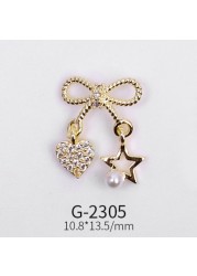 Nail Art Jewelry Net Red Nail Art Real Gold Zircon Bow Jewelry Micro-inlaid Nail Diamond Decoration G-2287 Nail Art Decorations