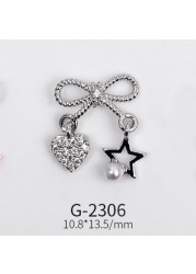 Nail Art Jewelry Net Red Nail Art Real Gold Zircon Bow Jewelry Micro-inlaid Nail Diamond Decoration G-2287 Nail Art Decorations