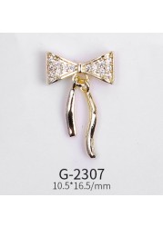 Nail Art Jewelry Net Red Nail Art Real Gold Zircon Bow Jewelry Micro-inlaid Nail Diamond Decoration G-2287 Nail Art Decorations