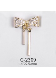 Nail Art Jewelry Net Red Nail Art Real Gold Zircon Bow Jewelry Micro-inlaid Nail Diamond Decoration G-2287 Nail Art Decorations