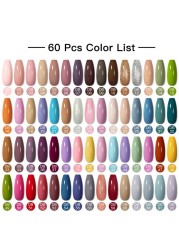 Mtssii 16/60pcs Nail Gel Polish Set Semi Permanent Pure Color and Glitter Gel Set Soak Off UV Gel for Nail Art Beauty DIY Design