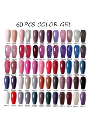 Mtssii 16/60pcs Nail Gel Polish Set Semi Permanent Pure Color and Glitter Gel Set Soak Off UV Gel for Nail Art Beauty DIY Design