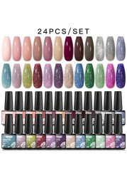 Mtssii 16/60pcs Nail Gel Polish Set Semi Permanent Pure Color and Glitter Gel Set Soak Off UV Gel for Nail Art Beauty DIY Design