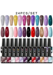 Mtssii 16/60pcs Nail Gel Polish Set Semi Permanent Pure Color and Glitter Gel Set Soak Off UV Gel for Nail Art Beauty DIY Design