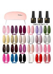 Mtssii 16/60pcs Nail Gel Polish Set Semi Permanent Pure Color and Glitter Gel Set Soak Off UV Gel for Nail Art Beauty DIY Design