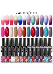 Mtssii 16/60pcs Nail Gel Polish Set Semi Permanent Pure Color and Glitter Gel Set Soak Off UV Gel for Nail Art Beauty DIY Design