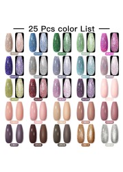 Mtssii 16/60pcs Nail Gel Polish Set Semi Permanent Pure Color and Glitter Gel Set Soak Off UV Gel for Nail Art Beauty DIY Design