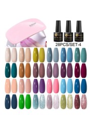 Mtssii 16/60pcs Nail Gel Polish Set Semi Permanent Pure Color and Glitter Gel Set Soak Off UV Gel for Nail Art Beauty DIY Design