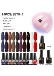 Mtssii 16/60pcs Nail Gel Polish Set Semi Permanent Pure Color and Glitter Gel Set Soak Off UV Gel for Nail Art Beauty DIY Design