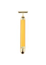 24k Gold Face Lift Bar Roller Vibration Slimming Facial Massager Stick Facial Beauty Skin Care T Shape Vibrating Tool