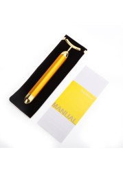 24k Gold Face Lift Bar Roller Vibration Slimming Facial Massager Stick Facial Beauty Skin Care T Shape Vibrating Tool