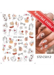 Elegant Daisy Autumn Leaves Nails Art Manicure Back Glue Sticker Decorations Design Nail Sticker Beauty Nails