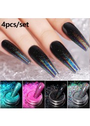 4pcs/set Nail Glitter Powder Silver Iridescent Efffect Sequins Nail Art Foils Nail Art Chrome Pigment Decoration