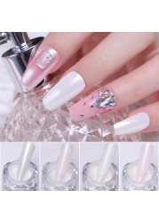 4pcs/set Nail Glitter Powder Silver Iridescent Efffect Sequins Nail Art Foils Nail Art Chrome Pigment Decoration