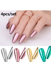 4pcs/set Nail Glitter Powder Silver Iridescent Efffect Sequins Nail Art Foils Nail Art Chrome Pigment Decoration