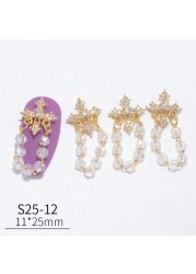 Nail Art Jewelry Diamond Jewelry New Beating Heart Bowknot Lace Pearl Chain Super Flash Zircon Nail Accessories