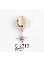 Nail Art Accessories Real Gold Micro Inlaid Zircon Nail Diamond Pentagram Cat's Eye Crane Nail Art Decoration G-2215