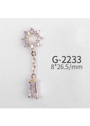 Nail Art Accessories Real Gold Micro Inlaid Zircon Nail Diamond Pentagram Cat's Eye Crane Nail Art Decoration G-2215