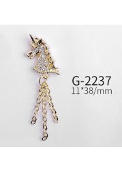 Nail Art Accessories Real Gold Micro Inlaid Zircon Nail Diamond Pentagram Cat's Eye Crane Nail Art Decoration G-2215