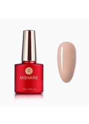 MSHARE Glossy Camouflage Rubber Base Gel Coat Milky White Metallic Shine Ongle Varnish Semi Permanent Vernes Soak Off 10ml