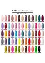 Mtssii 25/60pcs Color Gel Nail Polish Set Glitter Sequins Gel Soak Off UV Gel Semi Permanent Base and Top Coat Nail Art Gel Kits