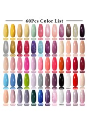 Mtssii 25/60pcs Color Gel Nail Polish Set Glitter Sequins Gel Soak Off UV Gel Semi Permanent Base and Top Coat Nail Art Gel Kits