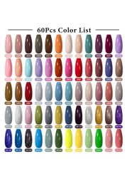 Mtssii 25/60pcs Color Gel Nail Polish Set Glitter Sequins Gel Soak Off UV Gel Semi Permanent Base and Top Coat Nail Art Gel Kits