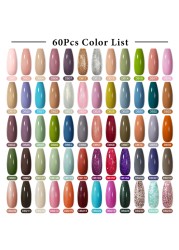 Mtssii 25/60pcs Color Gel Nail Polish Set Glitter Sequins Gel Soak Off UV Gel Semi Permanent Base and Top Coat Nail Art Gel Kits