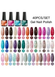 Mtssii 25/60pcs Color Gel Nail Polish Set Glitter Sequins Gel Soak Off UV Gel Semi Permanent Base and Top Coat Nail Art Gel Kits