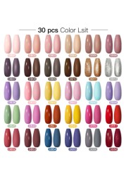 Mtssii 25/60pcs Color Gel Nail Polish Set Glitter Sequins Gel Soak Off UV Gel Semi Permanent Base and Top Coat Nail Art Gel Kits