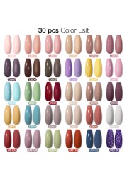 Mtssii 25/60pcs Color Gel Nail Polish Set Glitter Sequins Gel Soak Off UV Gel Semi Permanent Base and Top Coat Nail Art Gel Kits